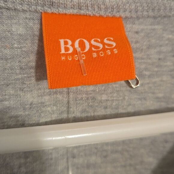 Boss Gray Zip Up Sweater with Quarter Zip and Relaxed Fit - Picture 2 of 8